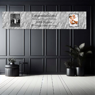 Gouden 50ste huwelijksverjaardag Twee Foto Spandoek