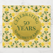 Gouden 50ste Jubileum Sparkling Wijnetiket (Enkel label)