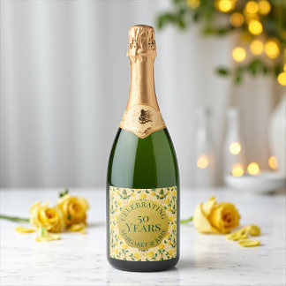 Gouden 50ste Jubileum Sparkling Wijnetiket