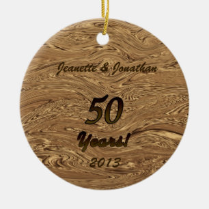 Gouden 50ste trouwverjaardag keramisch ornament