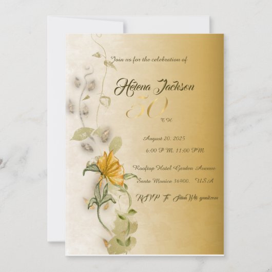 Gouden 50ste verjaardag uitnodiging (Voorkant)