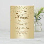 Gouden 5e Jubileum Uitnodiging (Staand voorkant)