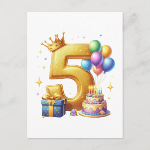 Gouden 5e verjaardag feestdagenkaart