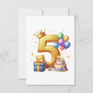 Gouden 5e verjaardag notitiekaartje