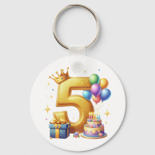 Gouden 5e verjaardag sleutelhanger