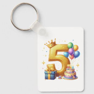 Gouden 5e verjaardag sleutelhanger