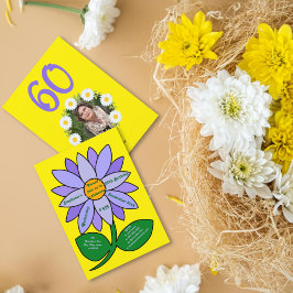 Gouden 60e verjaardag Eenvoudige paarse zonnebloem Kaart