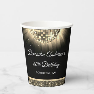 Gouden 60e verjaardagsfeestje 70's Disco Ball Papieren Bekers