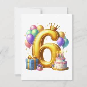 Gouden 6de verjaardag notitiekaartje