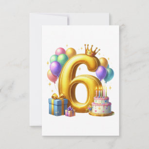 Gouden 6de verjaardag notitiekaartje