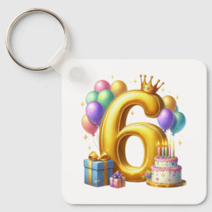Gouden 6de verjaardag sleutelhanger