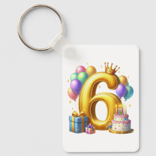 Gouden 6de verjaardag sleutelhanger