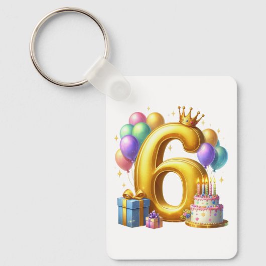 Gouden 6de verjaardag sleutelhanger (Voorkant)