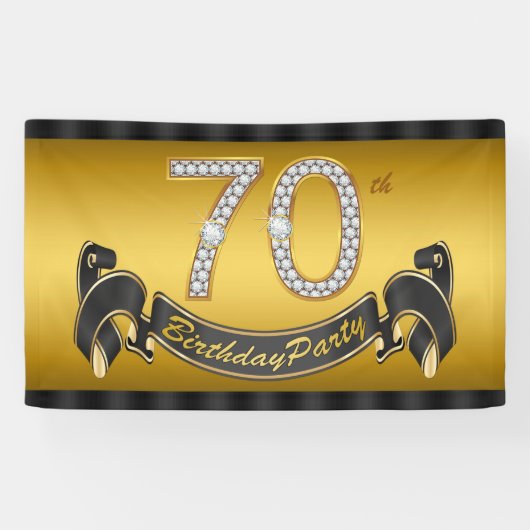 Gouden 70e verjaardagsfeestje spandoek (Horizontaal)