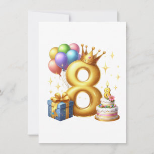 Gouden 8e verjaardag bedankkaart