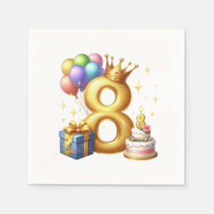 Gouden 8e verjaardag servet