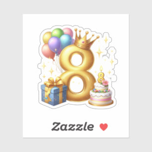 Gouden 8e verjaardag sticker
