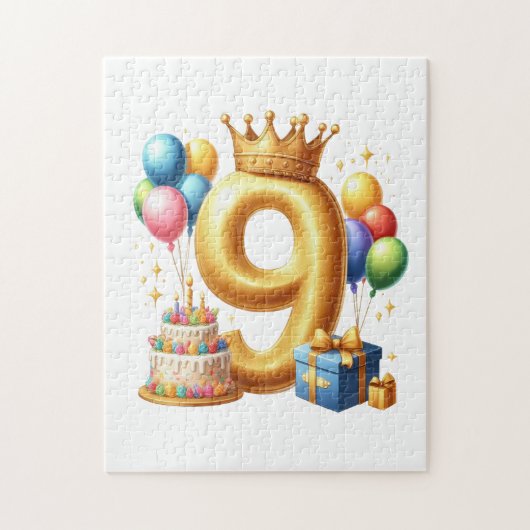Gouden 9e verjaardag legpuzzel (Verticaal)
