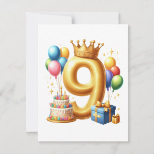 Gouden 9e verjaardag notitiekaartje