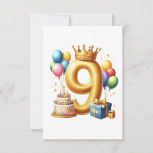 Gouden 9e verjaardag RSVP kaartje
