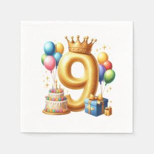Gouden 9e verjaardag servet
