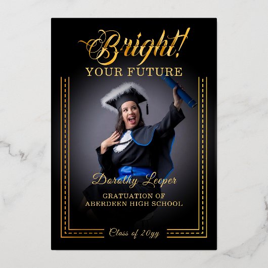 Gouden aanraking Helder je toekomst op. Folie Uitnodiging (Voorkant)