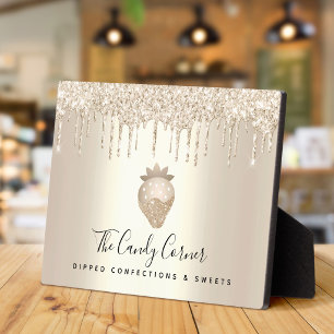 Gouden Aardbei Glitter Druppels Zoete Chef Dessert Fotoplaat