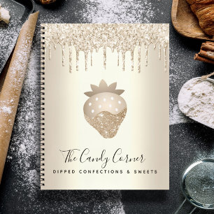 Gouden Aardbeien Glitter Druppels Confectie Snoepj Notitieboek