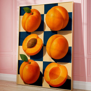 Gouden abrikozen dambord Kunstprint, Keuken Poster