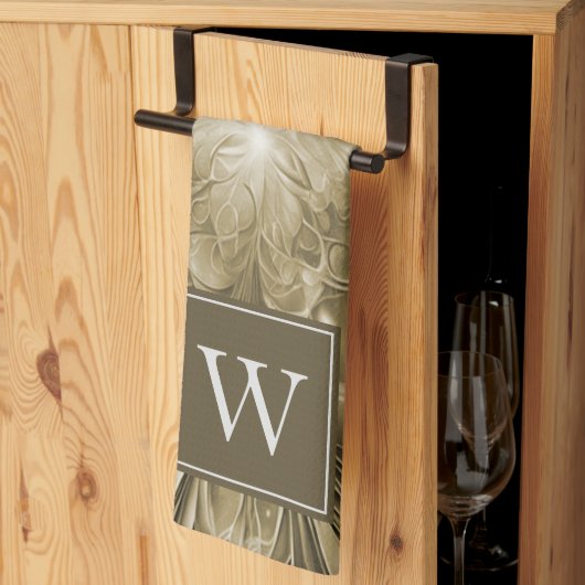 Gouden Abstract bloeien monogram handdoek (Derde Gevouwen)
