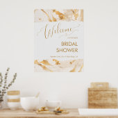 Gouden Abstract Luxe Bruidsdouche Ontvangst Poster (Keuken)