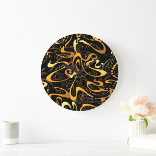 Gouden Abstracte Draaiingspatroon Grote Klok