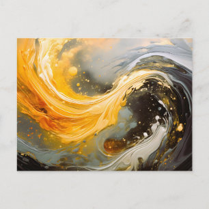 Gouden Abstracte Marmer Moderne Golven Feestdagenkaart