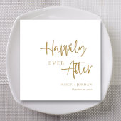 Gouden accent gelukkig ooit na script bruiloft servet