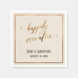 Gouden Accent Happily Ever After Harten Script Crè Servet