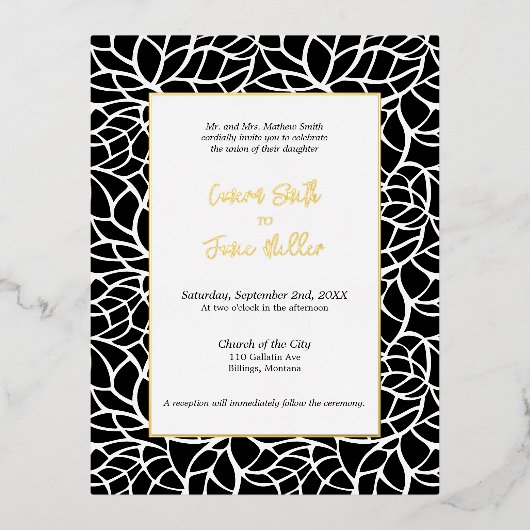 Gouden Accenten Botanische bruiloft Uitnodiging Ka (Voorkant)