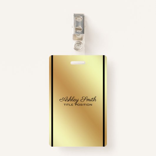 Gouden achtergrond zwarte streep badge (Voorkant met clip)