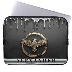 Gouden Adelaar Embleem Met Uitgespreide Vleugels Laptop Sleeve