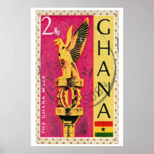 Gouden Adelaar Postzegel Afdruk, Vintage Ghana Poster (Voorkant)