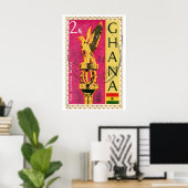 Gouden Adelaar Postzegel Afdruk, Vintage Ghana Poster (Thuiskantoor)