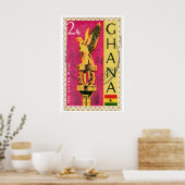 Gouden Adelaar Postzegel Afdruk, Vintage Ghana Poster (Keuken)