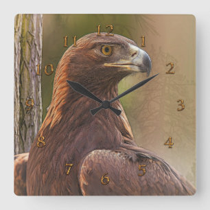 Gouden Adelaar “VOYAGER” Vierkante Wandklok Klok