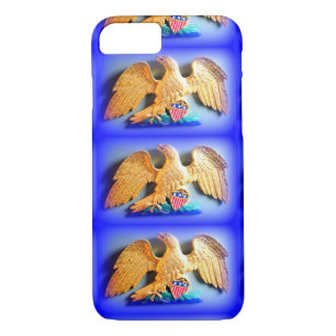 gouden adelaars op blauwe ifoondoos 	iPhone 8/7 hoesje
