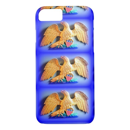 gouden adelaars op blauwe ifoondoos Case-Mate iPhone case (Achterkant)