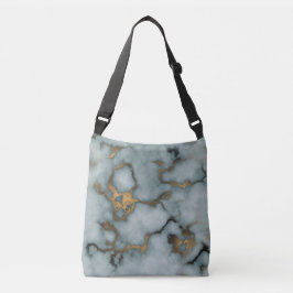 Gouden Ader Marmer Oceaan Mist Schoudertas Crossbody Tas