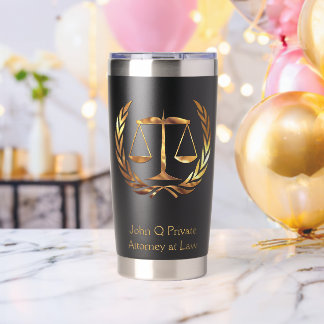 Gouden advocaat Schalen van Justitie Maatwerk Geïsoleerde Drinkbeker