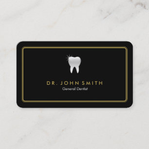 Gouden Afgeronde Lijst Zwarte Tand Dental Afsprakenkaartje