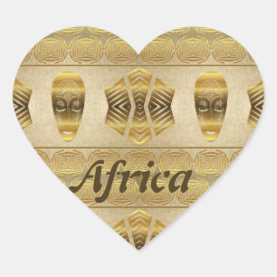 Gouden Afrika. Tribal masker gouden patroon. Hart Sticker