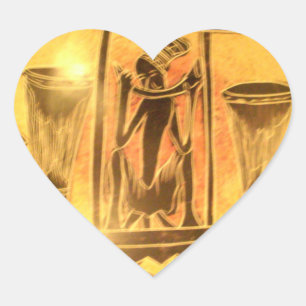 Gouden Afrikaanse Etnische Kunst Print Design Hart Sticker