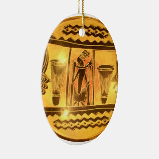 Gouden Afrikaanse Etnische Kunst Print Design Keramisch Ornament (Rechts)